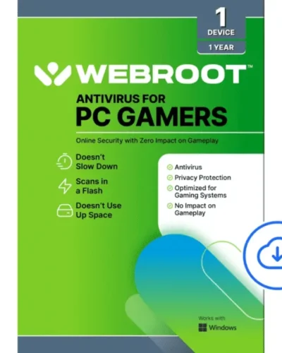 Webroot – Antivirus Protection and Internet Security for PC Gamers (1-Device) (1-Year Subscription)