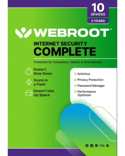 Webroot – Complete Internet Security + Antivirus Protection (10 Devices) (2-Year Subscription)