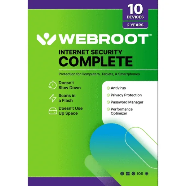 Webroot – Complete Internet Security + Antivirus Protection (10 Devices) (2-Year Subscription)