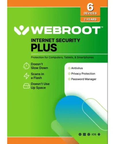 Webroot – Internet Security Plus + Antivirus Protection (6 Devices) (2-Year Subscription)