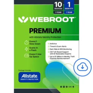 Webroot – Premium Antivirus Protection (10 Device) with Allstate Identity Protection