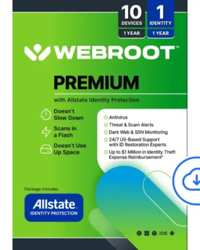 Webroot – Premium Antivirus Protection (10 Device) with Allstate Identity Protection