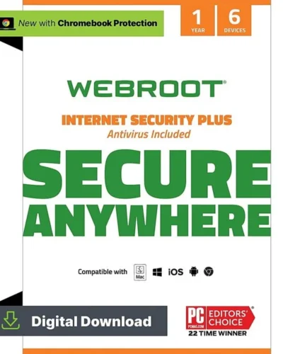Webroot – Internet Security Plus + Antivirus Protection (6 Devices) (1-Year Subscription)