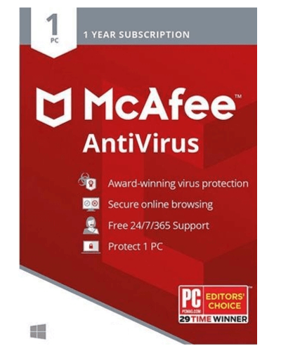McAfee AntiVirus – 1-Year / 1-PC